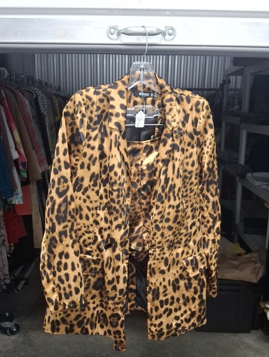 Missguided Pants - Leopard Print Women's Blazer Jacket - Tan/Black